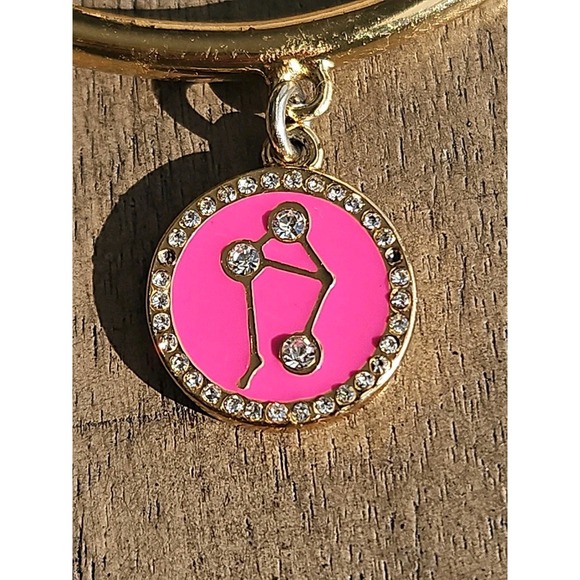 Kate Spade Bracelet Pink Libra Charm Rhinestone Horoscope Sign Bangle Hinged - Picture 5 of 9